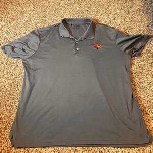 Adidas Golf Polo Shirt 2XL Gray Louisville‎ Cardinals Athletic Mens